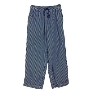 Hanna Andersson Boys Beach Pants Roll Up Navy Blue White Stripe Capri Sz 130 / 8